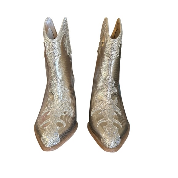 Jessica Simpson Zolly Bootie Western Inspired Rhinestones Champagne Size 8 NWOT - Picture 2 of 11